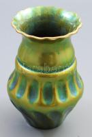 Zsolnay eozin mázas váza. Jelzett, pereménél lecsiszolt, m: 18,5 cm