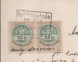 1892 Endrőd, adásvételi szerződés 2x25kr okmánybélyeggel