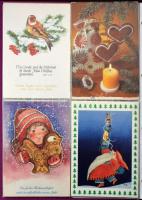 Kb. 380 db MODERN motívum képeslap albumban: karácsonyi és újévi üdvözlőlapok