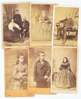 cca 1860-1880, 6 darab fotó pesti műtermekből, 10,5x6,5 cm