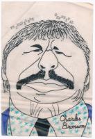 Jelzés nélkül: Fejvadászat ceruzával - Charles Bronson. Vegyes technika, pauszpapír, gyűrődésekkel, 15,5x10,5 cm