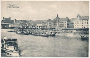 1913 Pozsony, Pressburg, Bratislava; Dunapart, vár / Danube riverside, castle (EK)