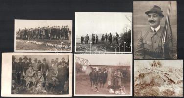 cca 1920-40 Vadászati fotók, össz. 6 db, elejtett vadakkal (vaddisznó stb.), vadászokkal, kutyákkal,...