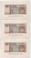 2000. 2000Ft "Millennium" (3x) sorszámkövetők "MM 0040766 - MM 0040768" T:UNC Adamo F56A