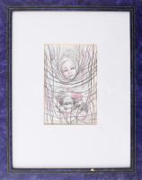 Bart (?) jelzéssel, XX. sz.vége/XXI sz. eleje: Gettó. Vegyes technika, papír, üvegezett fakeretben, ...