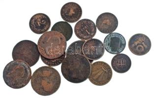 1761-1947. Vegyes 17db-os érme tétel, vegyesen osztrák és magyar illetve krajcár és fillér kiadások T:VF,F