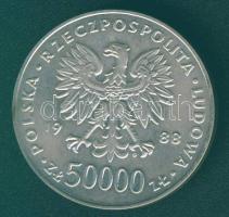 Lengyelország 1988. 50.000Zl Ag "70 éves a lengyel függetlenség-Józef Pilsudski" T:BU