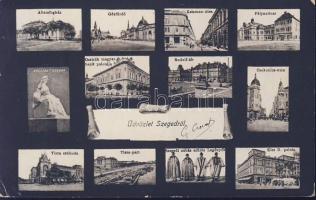 Szeged az Államfogházzal, Vasútállomással, a Tisza Szállodával és subás legényekkel (EK)