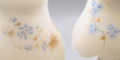 Vintage faragott zsírkő lámpa pár, egyik búrán újrafestéssel, működik, m: 27 cm