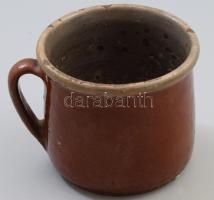 Aludttejes edény. Dunántúl, 20. sz eleje, mázhibákkal, m: 11 cm