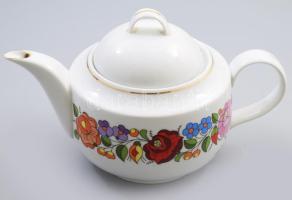 Kalocsai teás kanna, jelzett, 28x17 cm