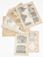 cca 1900 Építészet I-XXVIII. t. Pallas Nagy Lexikona, közte néhány foltos, és 1-2 szakadt is, de a többség jó állapotban, 23x30 cm és 23x15 cm közötti méretben.