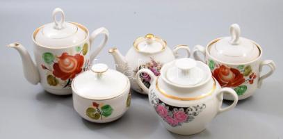 5 darab retro kiöntő és cukortartó, jelzett, m: 16 cm alatt.