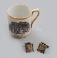 Operaház ábrázolásával csésze m: 5 cm + Operaház díszítéssel mandzsetta pár