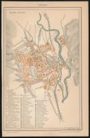 cca 1900 Kassa városának térképe, Pallas Nagy Lexikona, Bp., Posner, 14x21 cm.