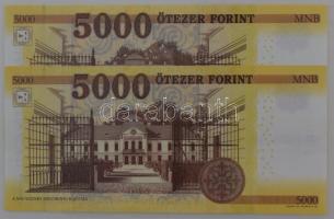 2017. 5000Ft (2x) sorszámkövetők "BD 3377821 - BD 3377822" T:UNC,AU