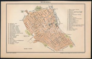 cca 1900 Szabadka város térképe, Pallas Nagy Lexikona, Bp., Posner, 12,5x20,5 cm