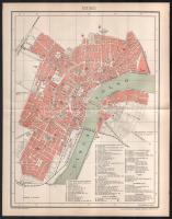 cca 1900 Vegyes várostérkép tétel, 4 db: Sopron, Szeged, Debrecen, Eger városok térképe, Pallas Nagy...