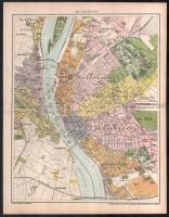 cca 1900 Budapest és Budapest környéke térképe, Pallas Nagy Lexikona, Bp., Pallas-ny, 25x21 cm és 27x21 cm.