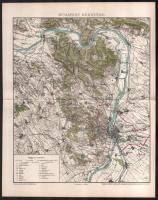 cca 1900 Budapest és Budapest környéke térképe, Pallas Nagy Lexikona, Bp., Pallas-ny, 25x21 cm és 27...