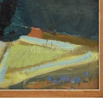 Ballagó Imre (1915-1997): Csendélet Zsolnay figurával (Török Imre terve). Olaj, farost, jelzett. Hát...