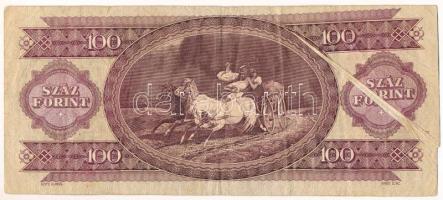 1993. 100Ft "B 085 020479" rendkívül látványos nyomat- és vágáshibával T:F Adamo F38