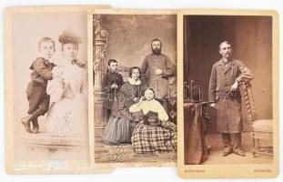 cca 1880-1900, 3 darab keményhátú fotó soproni műtermekből, közte díszes verso, 10x7 cm alatt
