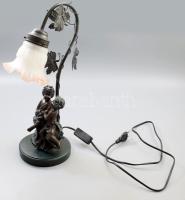 Puttó alakos asztali lámpa, műgyanta, fém, m: 45 cm