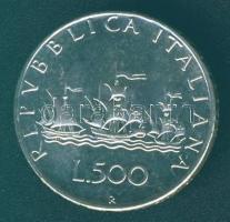 Olaszország 1970. 500L Ag "Kolombusz hajói" T:1-