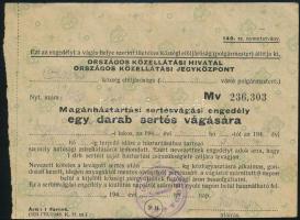 1950 Szerencs, zsírbeszolgáltatás igazolása, hátoldalasertésvágási engedély