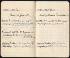 cca 1940 Máder-Anesini család családfája, kézzel írt, korabeli füzetben, kb. 28 sztl. oldal, jó álla...