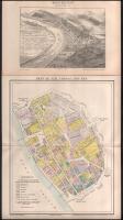 cca 1896 Pest sz. kir. városa 1758-ban, Pallas Nagy Lexikona, Bp., Posner-ny., paszpartuban, 28x22,5 cm + 2 db Budapest témájú illusztráció: Buda és Pest 1730 körül, Buda és Pest, Buda 1684. évi ostroma alatt, Pallas Nagy Lexikona, Bp., Posner-ny., 23x30 cm és 14x23 cm