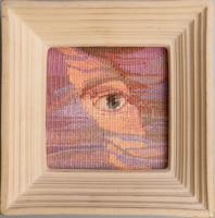 Zelenák Katalin (1958-): Arcmetszés. Gobelin kerámia keretben, jelzett a hátoldalon, 15x16 cm