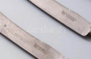 Ezüst (Ag) nyelű 6 darab kés és 6 darab villa, jelzett