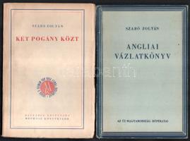 Szabó Zoltán: Két pogány közt. Magyarok Könyvtára 2. (Bp., 1939), MEFHOSZ, 47+(1) p. Első kiadás. Kiadói papírkötés, helyenként sérült lapszélekkel, nagyrészt felvágatlan. + Angliai vázlatkönyv. Az Új Magyarország röpiratai. Bp., 1946, Új Magyarország, 74+(6) p. Első kiadás. Kiadói papírkötés.