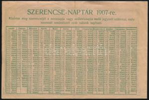 1907 A Magyar Bank- és Sorsjegyüzlet dekoratív bankjegy mintájú reklámcédulája, 100K hátoldalán szer...