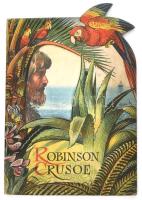 (Kubasta, Vojtech):  Robinson Crusoe. (Térbeli mesekönyv. Tervezte és rajzolta Vojtech Kubasta.) [Prága], Prague, 1959. Artia Publishing. [18] p. Egyetlen magyar kiadás. Az építésznek tanult cseh művész, Vojtech Kubasta (1914-1992) a kinyitással felálló térbeli mesekönyv (pop-up book) műfajának feltalálója, rendkívül ötletes és részletgazdag, mozgatható alkatrészeket is tartalmazó alkotásainak híre az egész világot bejárta, az 1960-as évektől a Disney céggel is szerződött híres mesék feldolgozására. Jellegzetesen közép-európai látásmódú mesekönyvei kitűnnek a jobbára amerikai ízlésű műfajból. Gazdagon illusztrált, térbeli mesekönyvünk belívének középső oldalain található a történet maga, a térbeli elemeket a nyitó és záró oldalpár hordozza - az első oldalpáron a távcsövet szeméhez illesztő Robinson-rajz, míg az utolsó oldalpáron Robinson és Péntek rendkívül részletgazdag kunyhó-illusztrációja szolgáltatja a mozgás, illetve a térbeliség illúzióját. Fűzve, színes, illusztrált kiadói borítóban. Szép példány.