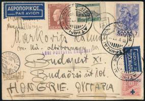 1937 Markovits Kálmán m. kir. altábornagynak küldött légiposta levelezőlap, fiától, dr. Markovits Bélától Görögországból Budapestre