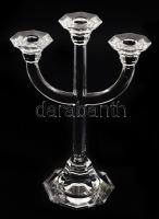 Ólomkristály háromágú gyertyatartó, m: 30 cm