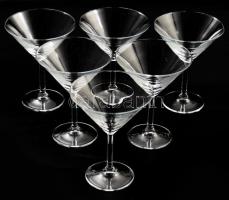 Koktélos pohár garnitúra, jelzés nélkül, 6 db, hibátlan, d: 11 cm, m: 14 cm