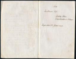 cca 1857 Blau Lajos 2 db autográf levele szüleinek, dekoratív historizáló levélpapíron, egyik Lugoso...