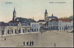 Zilah Kossuth square with tobacco shop