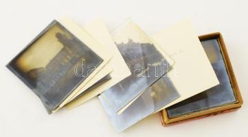 cca 1900 Ancona, Genova, Padova, Olaszország. Egy doboz üveg dia pozitív, magyar utazó által készített felvételek. 18 db 9x9 cm /  cca 1900 Ancona, Genoa, Padua, Italy. A box of glass slide positives, photographs taken by a Hungarian traveler 18 pcs 9x9 cm