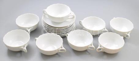 cca 1960, Hutschenreuther 8 személyes gyümölcsleveses tál alátéttel, jelzett, hibátlan, d: 16 cm