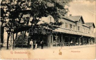 1908 Dombóvár, Új-Dombóvár; pályaudvar, vasútállomás. Bruck Sándor kiadása (EB)