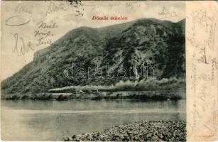 1905 Dömös, átkelés, Duna, vonat, vasútállomás. Lengyel Rudolf kiadása (ázott / wet damage)