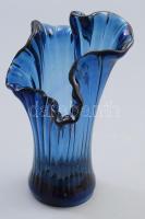 Lengyel szakított iparművész üvegváza, jelzés nélkül, hibátlan, m:20,5 cm /// Polish artist's glass vase, no signature, flawless, height: 20.5 cm