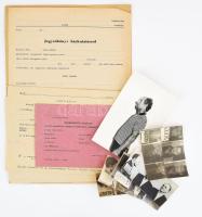 BM kitöltetlen formanyomtatványok: Személyi lap veszélyes bűnözőre, Értékesítési adatlap, jegyzőkönyvek, 5 db + Rendőrségi fotók, 8 db