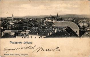 1903 Veszprém, látkép, vár, templom. Pósa Endre kiadása (fa)