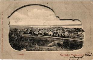 1903 Verőce, látkép, vasútállomás, Duna. Blau Márton kiadása (Rb)